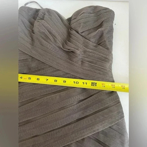 NWT White‎ by Vera Wang Gown Charcoal Fit & Flare Bodycon Bridesmaid Prom Formal - Picture 12 of 13